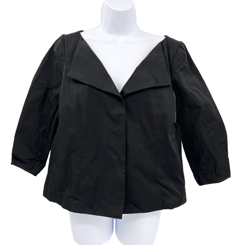 THEORY Women's M Black NWT 3/4 Barrel-Sleeve Yumen Notorious Snap Jacket Blazer